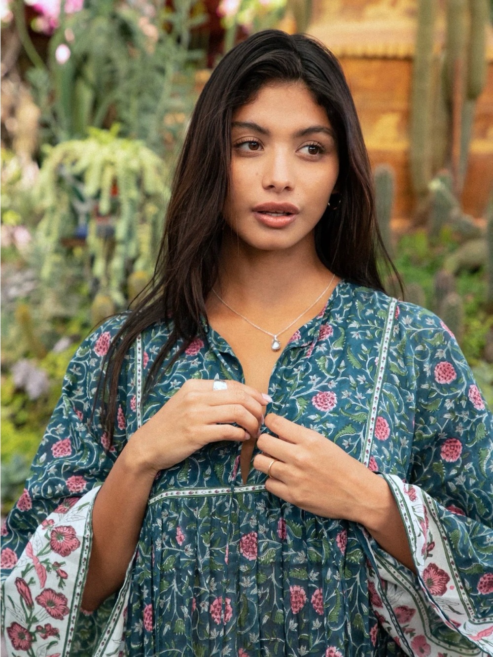 The Fox and the Mermaid Venice Chahna Floral Tiered Cotton Dress M - Picture 4 of 11